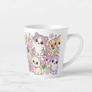 Süße Kawaii-Katzen – Pastellfarben, Spielend & Lie Milchtasse