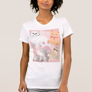 Süße Kawaii Katzen Rosa Frauen T-Shirt Lustige K