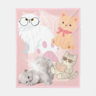 Süße Kawaii-Katzen Rosa Wurfdecke Weicher Fleece