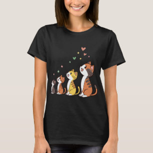Süße Kawaii-Katzen singen - Farbige Musik T-Shirt