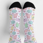 Süße Kawaii-Katzen und Frühlingsblumen Muster Socken (Oben)