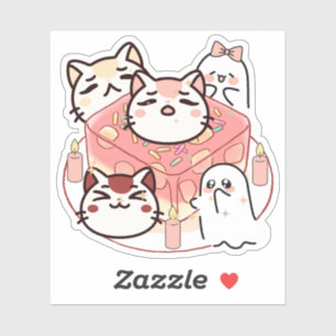 Süße Kawaii-Katzen und magisches Jelly-Ritual Aufkleber