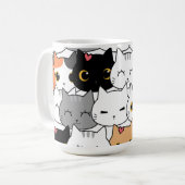 Süße Kawaii-Katzengesichter-Muster  Kaffeetasse (Vorderseite Links)