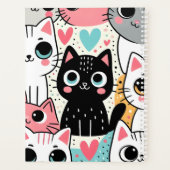 Süße Kawaii-Katzengesichter und Herzen Whimsical Planer (Rückseite)