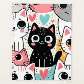 Süße Kawaii-Katzengesichter und Herzen Whimsical Planer (Vorderseite)