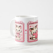 Süße Kawaii Katzenliebe Tasse (Vorderseite Links)