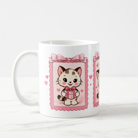 Süße Kawaii Katzenliebe Tasse (Links)