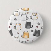 Süße Kawaii-Katzenmuster Pinback-Taste Button (Vorderseite)
