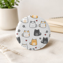 Süße Kawaii-Katzenmuster Pinback-Taste