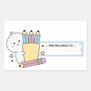 Süße Kawaii-Kinder-Schreibwaren & Bleistift-Name-E Rechteckiger Aufkleber