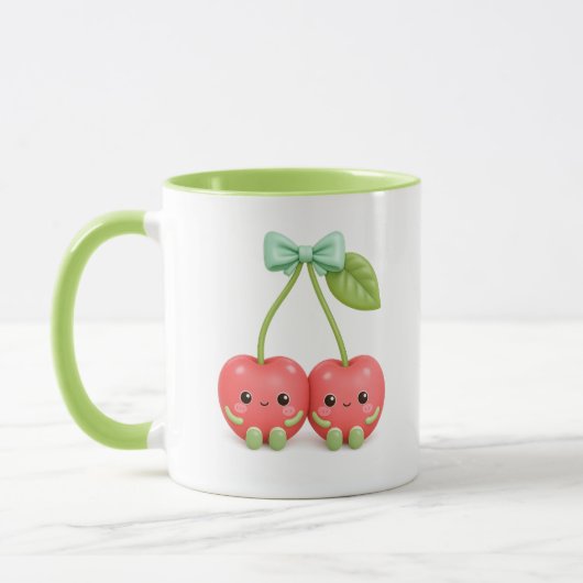 Süße Kawaii-Kirsch-Pärchen-Kaffeetasse Tasse (Links)