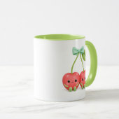 Süße Kawaii-Kirsch-Pärchen-Kaffeetasse Tasse (VorderseiteRechts)