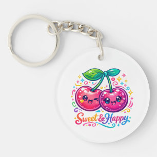 Süße Kawaii-Kirschen-Rundanhänger Schlüsselanhänger