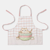 Süße Kawaii-Kitty-Katze backt Pastell-Gingham-Rosa Schürze (Vorderseite)