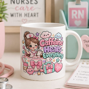 Süße Kawaii Koffein heilt alles Krankenschwester A Jumbo-Tasse