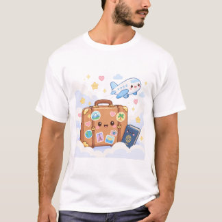 Süße Kawaii-Koffer-Pass-Reise-Aufkleber T-Shirt