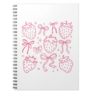 Süße Kawaii Kokette Rosa Erdbeer-Schleifen Notizblock