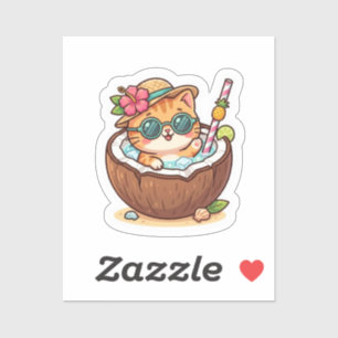 Süße Kawaii-Kokoskatze-Sonnenbrille Sommer-BSticke Aufkleber