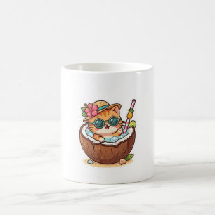 Süße Kawaii-Kokoskatze-Sonnenbrille Sommer-BSticke Kaffeetasse