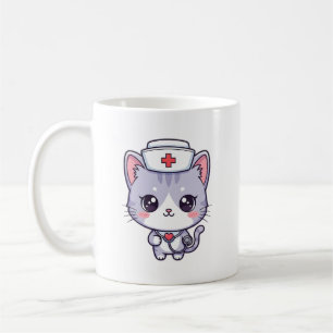 Süße Kawaii-Krankenschwester-Katzen-Kunst Kaffeetasse
