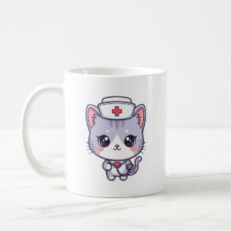 Süße Kawaii-Krankenschwester-Katzen-Kunst Kaffeetasse