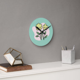 Süße Kawaii lächelnde gelbe Blumen Wanduhr
