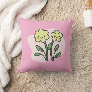 Süße Kawaii lächelnde gelbe Blumen Wurfkissen Kissen
