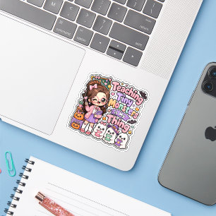 Süße Kawaii-Lehrerin kleine Monster Halloween Aufkleber
