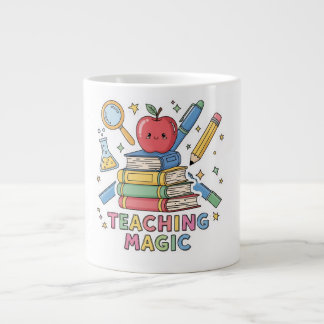 Süße Kawaii-Lehrerin Magische Bücher & Apfel Jumbo-Tasse