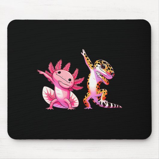 Süße Kawaii Leopard Gecko Dabbing Axolotl Freunde Mousepad (Vorne)