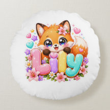 Süße Kawaii Lily Fox Name Pastell Rosa Floral Wood