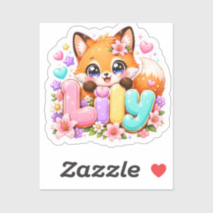 Süße Kawaii Lily Fuchs Name Pastell Rosa Floral Ho Aufkleber