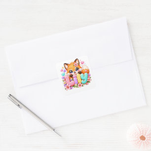 Süße Kawaii Lily Fuchs Name Pastell Rosa Floral Ho Quadratischer Aufkleber