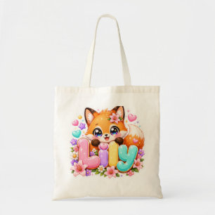 Süße Kawaii Lily Fuchs Name Pastell Rosa Floral Ho Tragetasche
