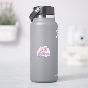 Süße Kawaii Luna Katzen Name Pastell Rosa Funkelnd Aufkleber