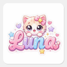 Süße Kawaii Luna Katzen Name Pastell Rosa Funkelnd