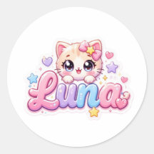 Süße Kawaii Luna Katzen Name Pastell Rosa Funkelnd