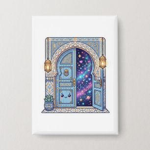 Süße Kawaii Magische Marokkanische Tür Galaxy StSt Button