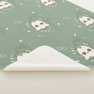 Süße Kawaii Maiglöckchen-Sage-Grün Sherpadecke