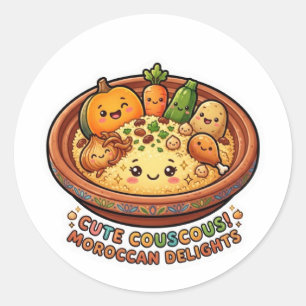 Süße Kawaii-Marokkanische Couscous-Freitagssammela Runder Aufkleber