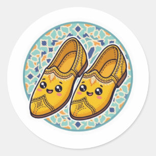 Süße Kawaii marokkanische gelbe Belgha Schuhe anSt Runder Aufkleber