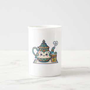 Süße Kawaii Marokkanische Minz-Teekanne und Glas-K Porzellantasse