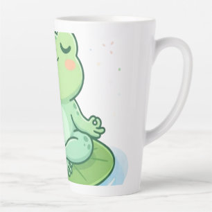 Süße Kawaii meditierende Frosch-Yoga-Lotus-Pose AI Milchtasse