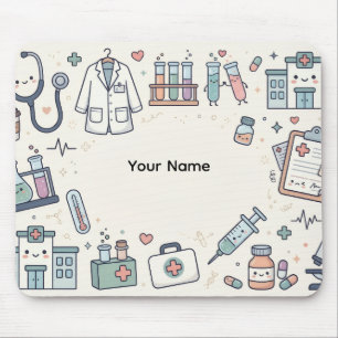 Süße Kawaii-Medizin-Doodle Mousepad