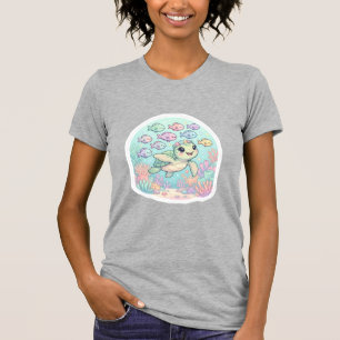 Süße Kawaii Meeresschildkröte Ozean Leben Heather  T-Shirt