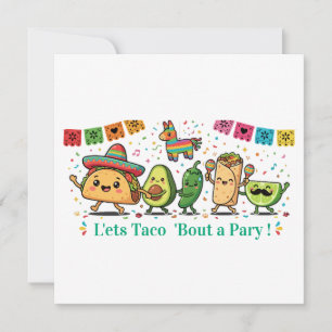 Süße Kawaii-Mexikanische Lebensmittelparty - Taco Einladung