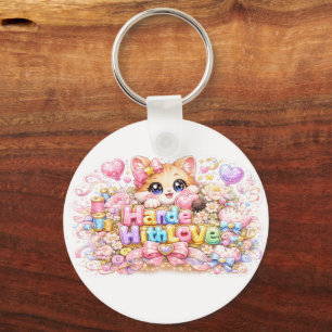 Süße Kawaii-Mit-Liebe-Gemachte-Katzen-Name-Pastell Schlüsselanhänger