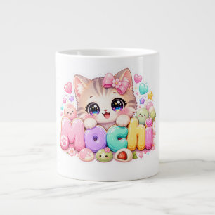 Süße Kawaii Mochi-Katze Name Pastellrosa Funkelnd Jumbo-Tasse
