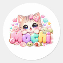 Süße Kawaii Mochi-Katze Name Pastellrosa Funkelnd 