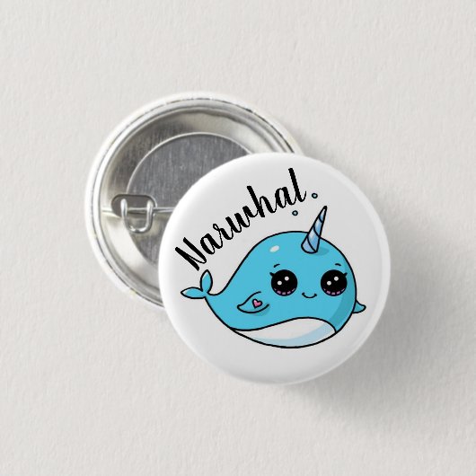 Süße Kawaii Narwal Button (Vorne & Hinten)